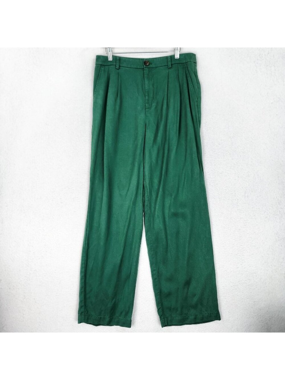 LOFT Pants Womens 10 Green Pleated Wide Leg Ultra High Rise Work Office Casual